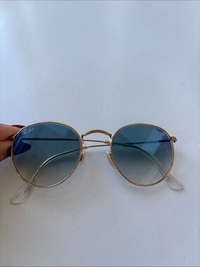 Ray-Ban Gold Frame Sunglasses with Blue Gradient Lenses